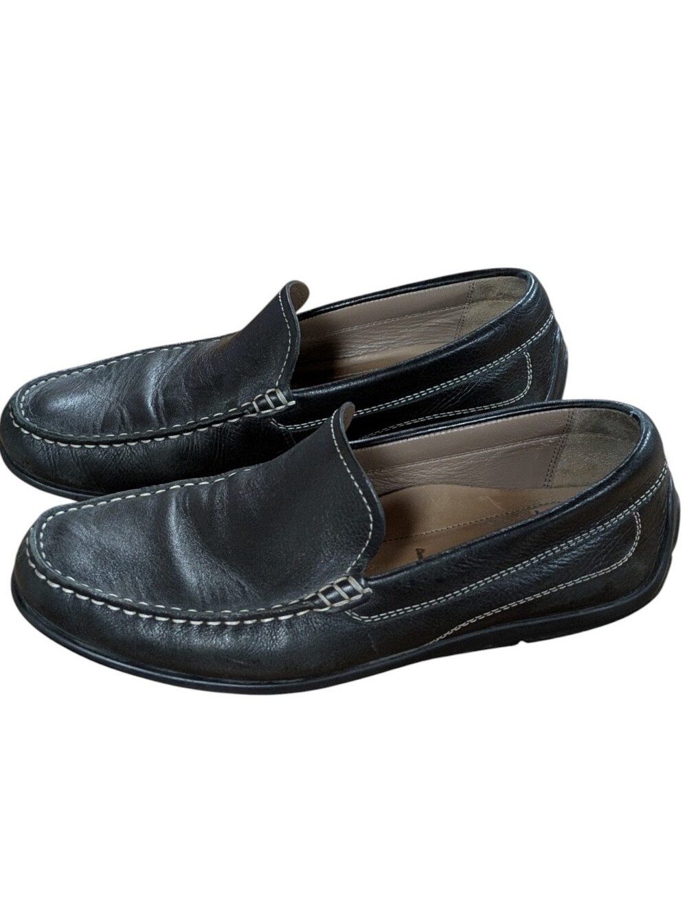 Ecco Black Classic Driving Moc Black Leather Slip On Shoes Size 41